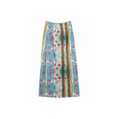 ELF SACK Casual Long Skirts Women's Floral Pattern Multicolor