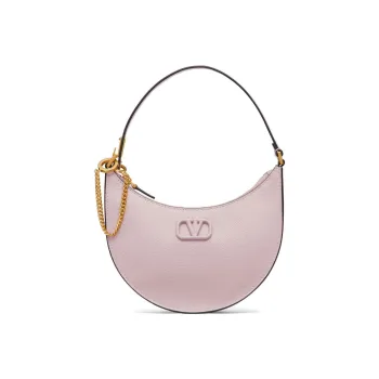 Valentino Vlogo Grain Calfskin Handbag, Shoulder Bag Mini Women's Pink Purple