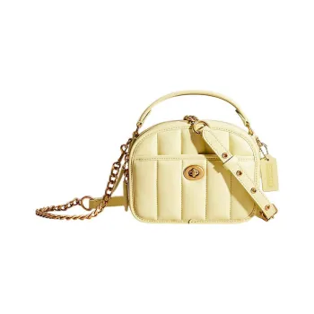 COACH Lunchbo Leather Portable Crossbody Bag, Shoulder Bag Small Size Women's Yellow