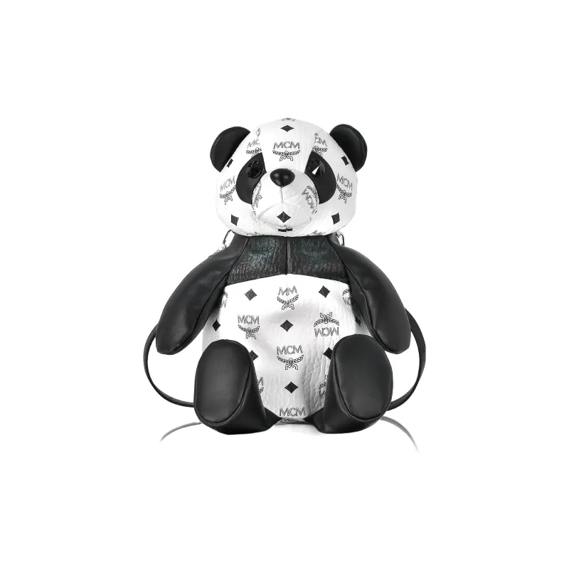 MCM PVC Polyvinyl Chloride Panda Doll Bag Backpack Women's Black White-0