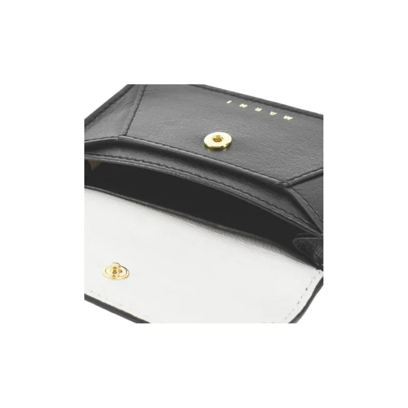 MARNI Calfskin Card Holder, Wallet Regular Women's White/Black-7