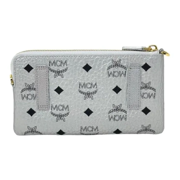 MCM Logo Crossbody Bag Monogram Silver-1
