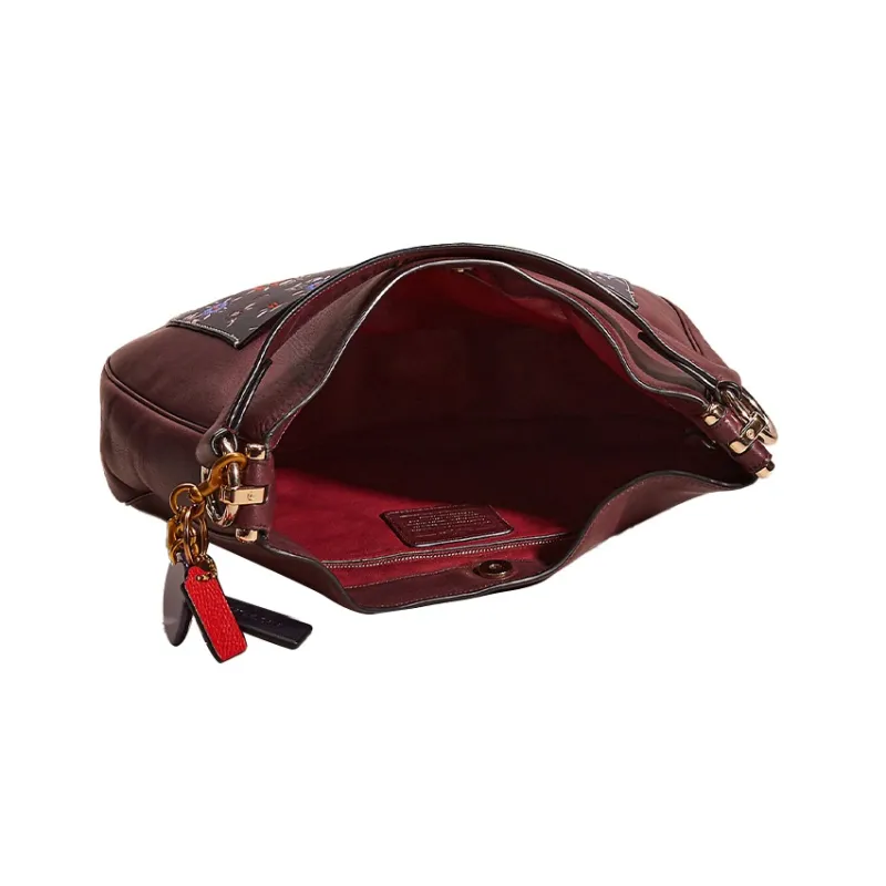 COACH Mae Glove Tanning Shoulder Bag Handbag Shoulder Bag Crossbody Bag Large Size Women's Red Brown-2