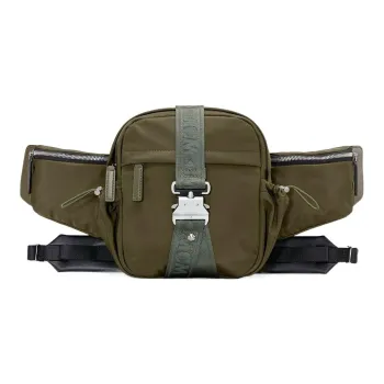 MCM Nylon Fanny Pack Small Size Unisex Dark Olive Green