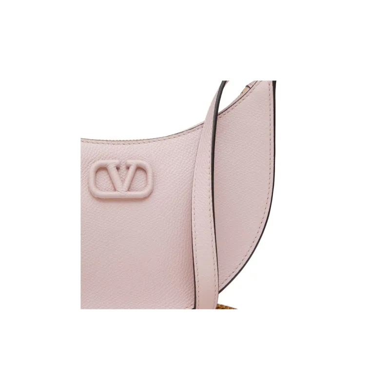 Valentino Vlogo Grain Calfskin Handbag, Shoulder Bag Mini Women's Pink Purple-6