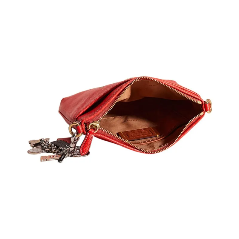 COACH Kitt Pebbled Leather Messenger Bag, Shoulder Bag, Crossbody Bag Women's Red-2