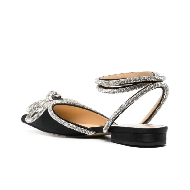 MACH & MACH Double Bow Satin Ballerina Shoes-2