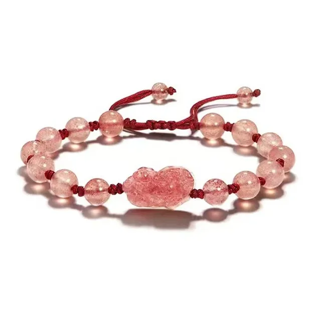 BYTHERE Strawberry Quartz Obsidian Bracelets Unisex-3