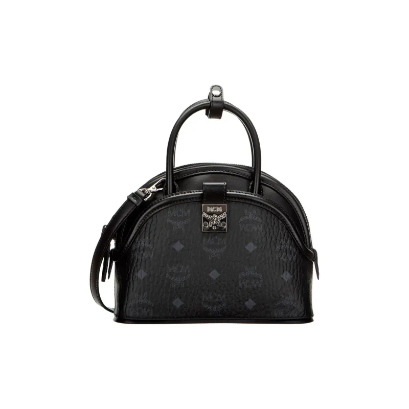 MCM Tracy Visetos Coated Canvas With Leather Trim Shoulder Bag, Crossbody Bag, Handbag Small Size Women's Black-0