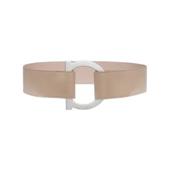 FERRAGAMO Gancini Decorative Single Ring Buckle Leather Belts Women's Coffee Width 5CM