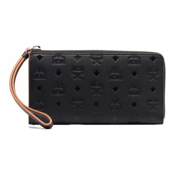 MCM Aren Nappa Leather Wrist Bag Wallet Large Size Women's Black
