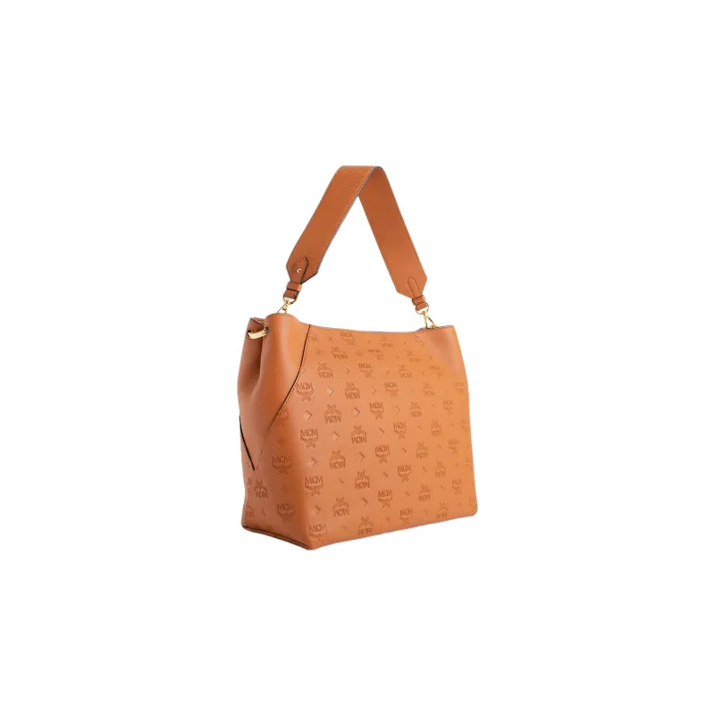 MCM Klara Leather Hobo Bag, Portable Crossbody Bag, Shoulder Bag Medium Size Women's Brown-2
