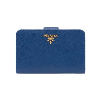 PRADA Leather Wallet Small Size Women's Blue