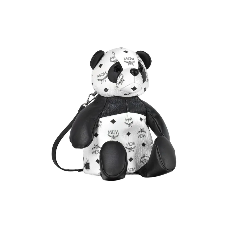 MCM PVC Polyvinyl Chloride Panda Doll Bag Backpack Women's Black White-1