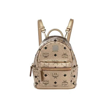 MCM Coated Canvas Backpack Extra Mini Women's Champagne Gold