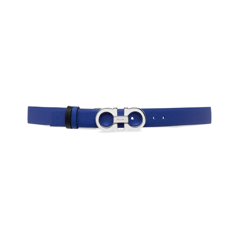 FERRAGAMO Letter Pattern Decoration Smooth Buckle Leather Belts Women's Blue Width 2.5cm-1