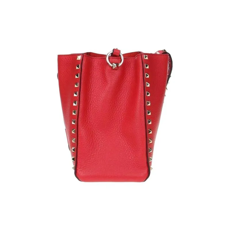 Valentino Calfskin Bucket Bag Portable Crossbody Bag Shoulder Bag Women's Red-2