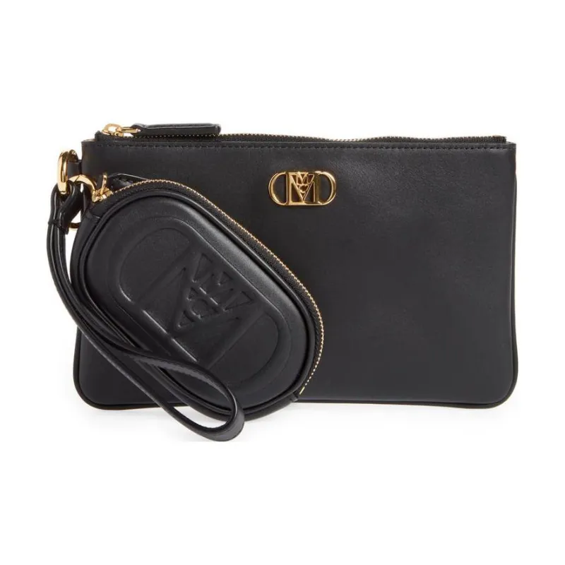 MCM Mode Travia Cow Leather Combo Bag, Wrist Bag, Clutch Women's Black/Black Gold-0