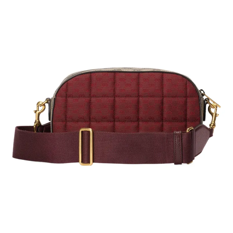 GUCCI Ophidia Canvas With Leather Crossbody Bag, Shoulder Bag Women's Red-2