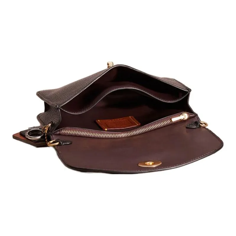 COACH Hayden Leather Envelope Bag, Shoulder Bag, Crossbody Bag Small Size Women's Black-1