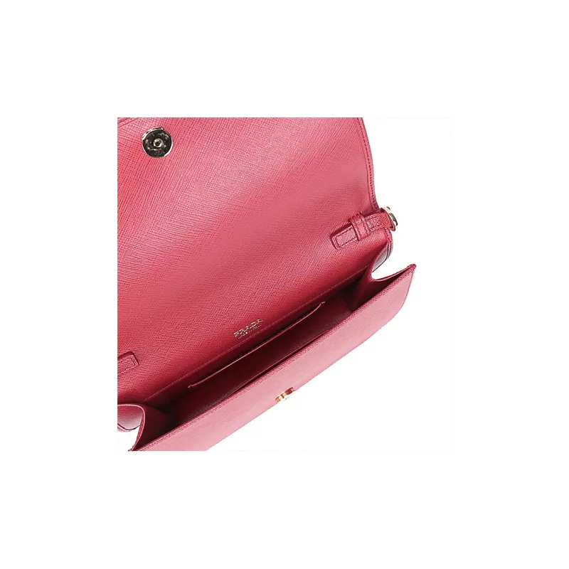 PRADA Cow Leather Clutches Crossbody Bag Shoulder Bag Women's Red-4