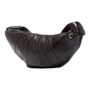 Lemaire Croissant Series Leather Croissant Bag Handbag Shoulder Bag Crossbody Bag Small Size Women's Dark Chocolate