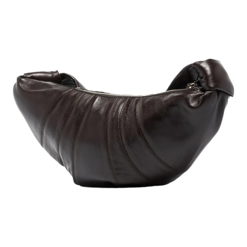 Lemaire Croissant Series Leather Croissant Bag Handbag Shoulder Bag Crossbody Bag Small Size Women's Dark Chocolate-0