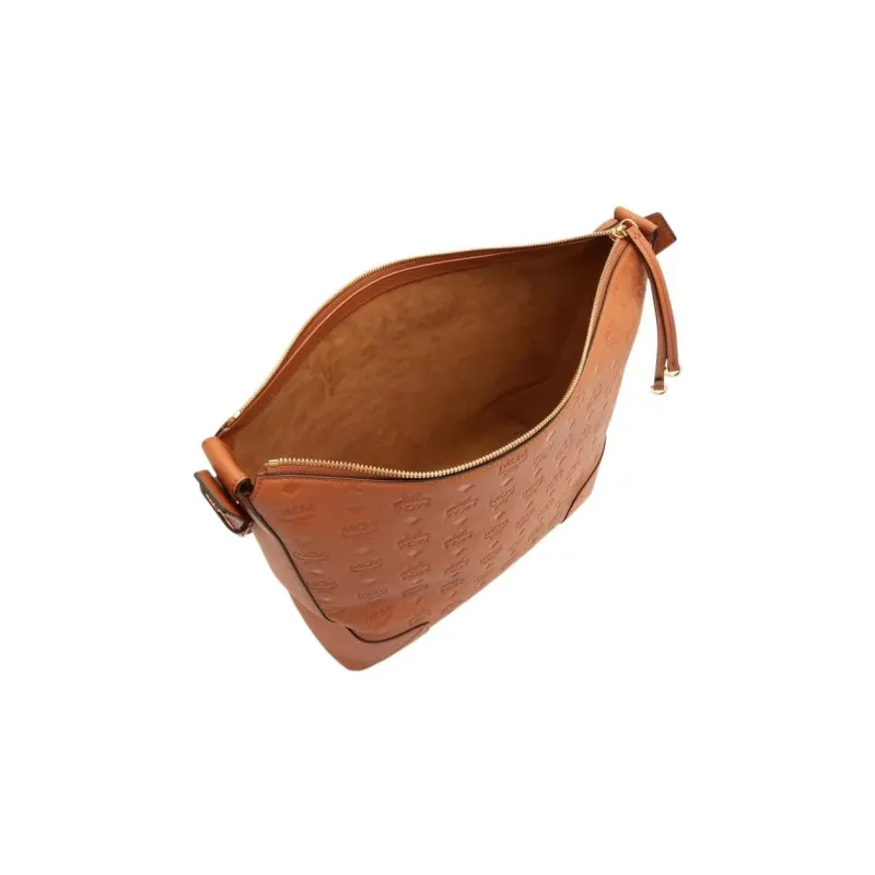 MCM Aren Full Grain Nappa Leather Hobo Bag, Handbag, Shoulder Bag Medium Size Women's Brown-3