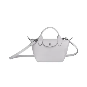 LONGCHAMP Le Pliage Cuir Sheepskin Shoulder Bag Crossbody Bag Handbag Mini Women's Gray