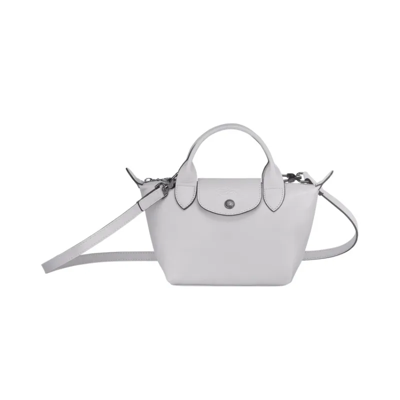 LONGCHAMP Le Pliage Cuir Sheepskin Shoulder Bag Crossbody Bag Handbag Mini Women's Gray-0
