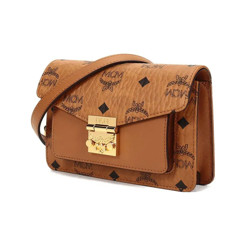 MCM Artificial Leather Fanny Pack Mini Women's Brown Cognac-2