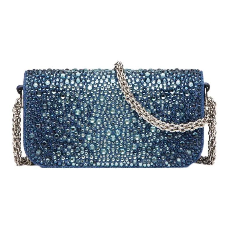 Valentino Locò Denim Handbag, Shoulder Bag Trumpets Women's Blue-3