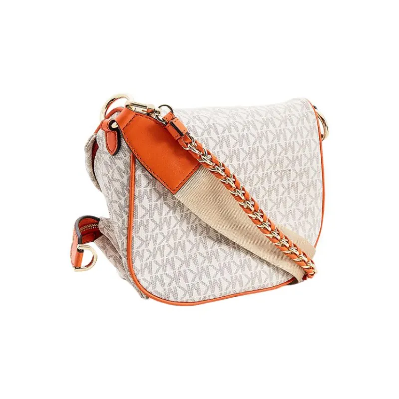 MICHAEL KORS Slater Leather Box Bag Crossbody Bag Shoulder Bag Medium Size Women's Gray/Orange-1