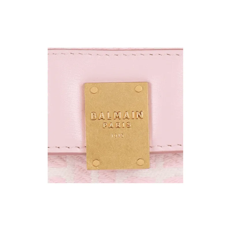 BALMAIN 1945 Jacquard Calfskin Shoulder Bag Crossbody Bag Card Holder Women's Pink-5