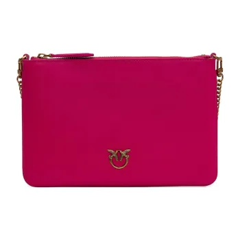 PINKO Leather One Shoulder Crossbody Clutches Women's Fuchsia