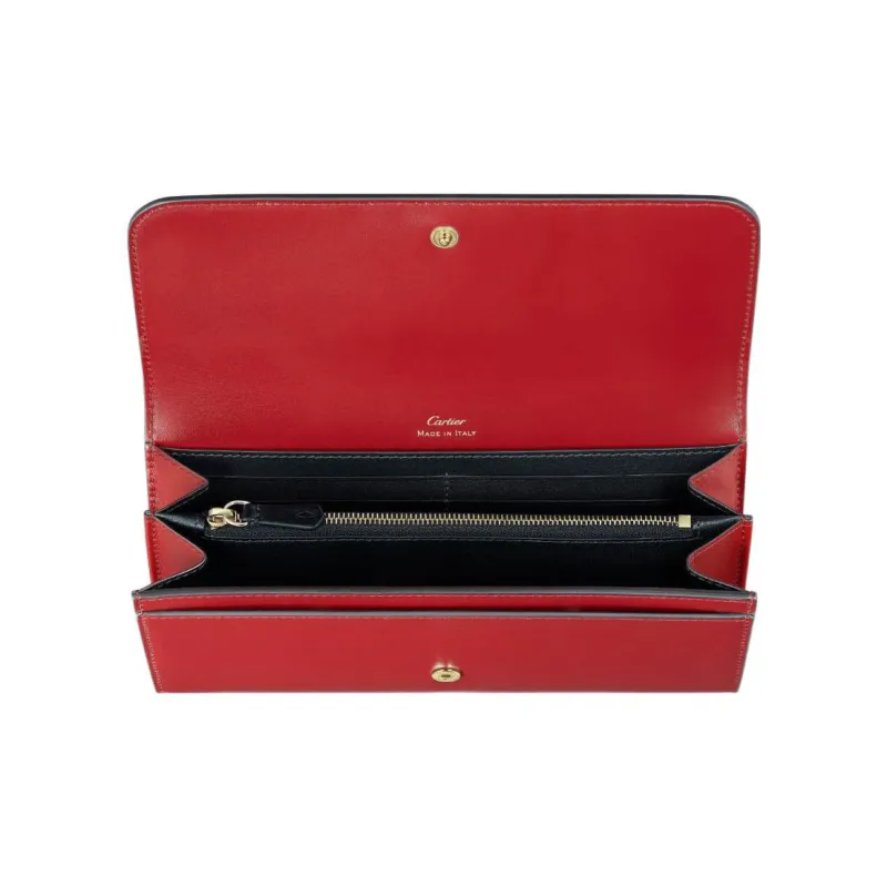 CARTIER Calfskin Wallet Women's Red-2