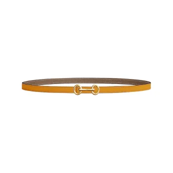 HERMES Heritage Buckle Gold Smooth Buckle Epsom Calfskin Double-Sided Leather Leather Belts Women's Yellow Width: 1.3cm