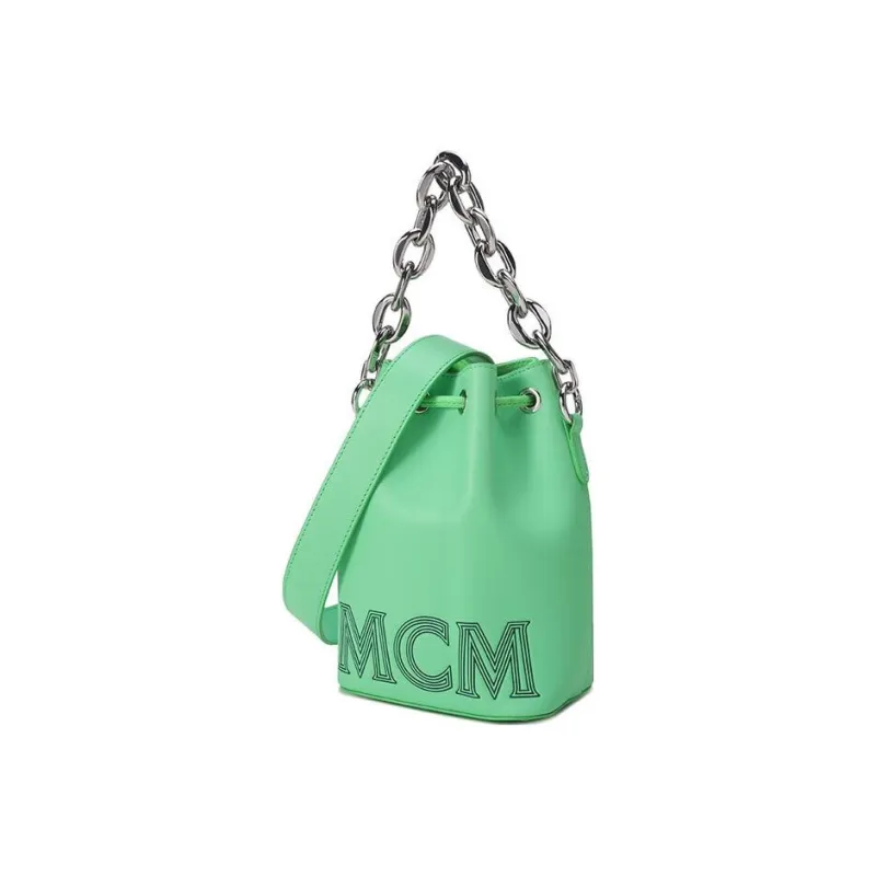 MCM Leather Bucket Bag, Crossbody Handbag Mini Women's Green-1