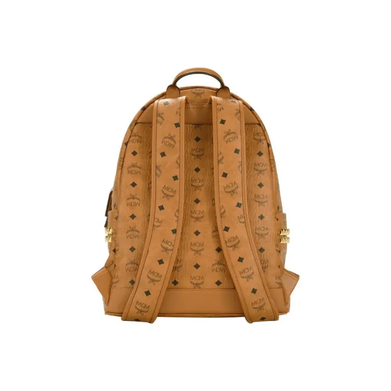 MCM Stark Backpack Visetos Side Studs Large Cognac-2