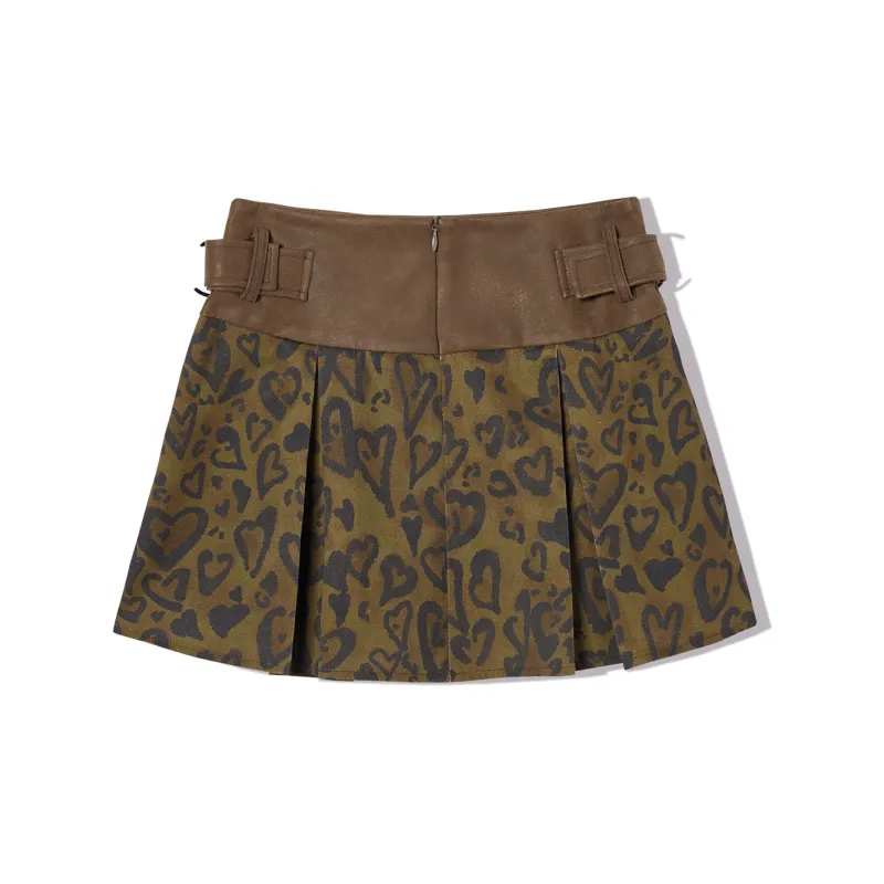 LA CRAWFISH Casual Short Skirts Women's Sweetheart Leopard Print-1