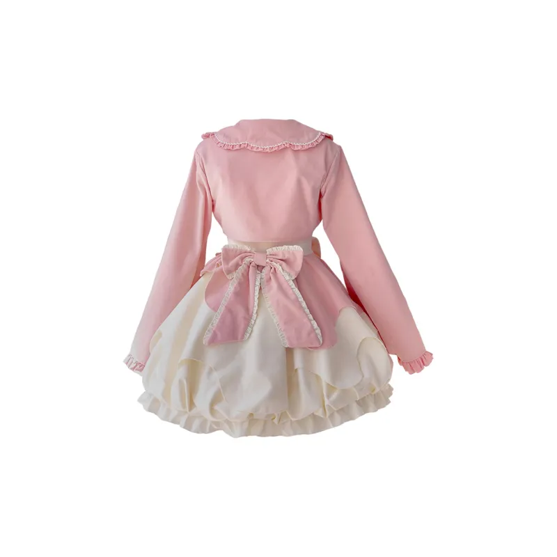 BAOLEGEMAO Long Sleeved Dresses Women's Pink White-2