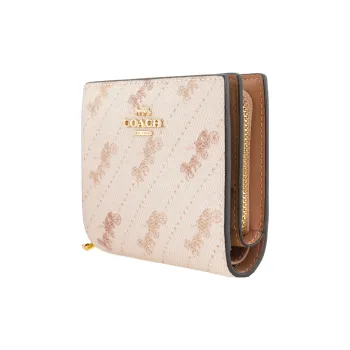 COACH Snap Wallet Canvas With Leather Card Holder Wallet Women's Ecru