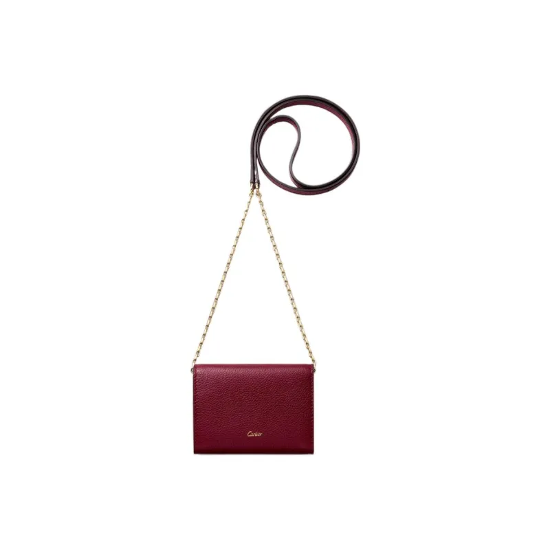 CARTIER PANTHÈRE Grained Calfskin Handbag Shoulder Bag Crossbody Bag Women's Burgundy-2