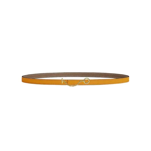 HERMES Carrousel Leather Belts Women's Brown, Yellow