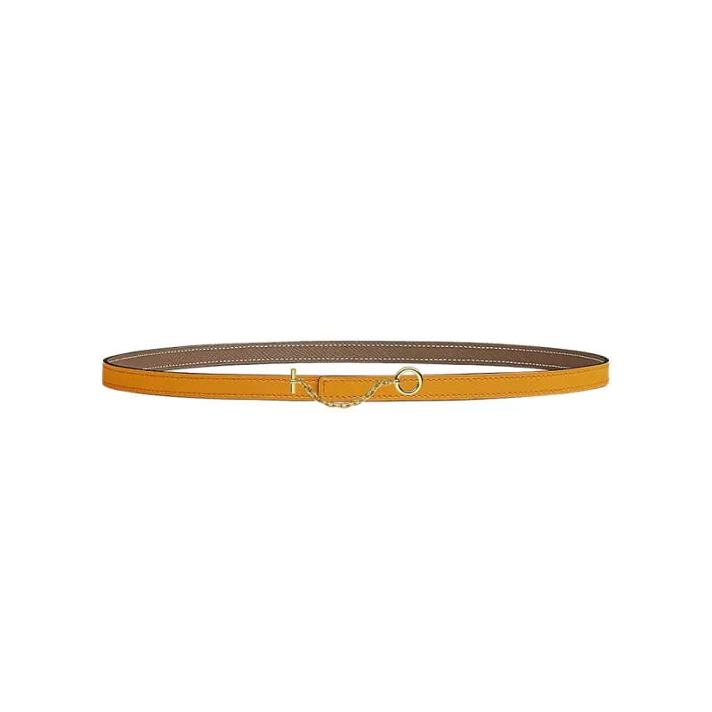 HERMES Carrousel Leather Belts Women's Brown, Yellow-0