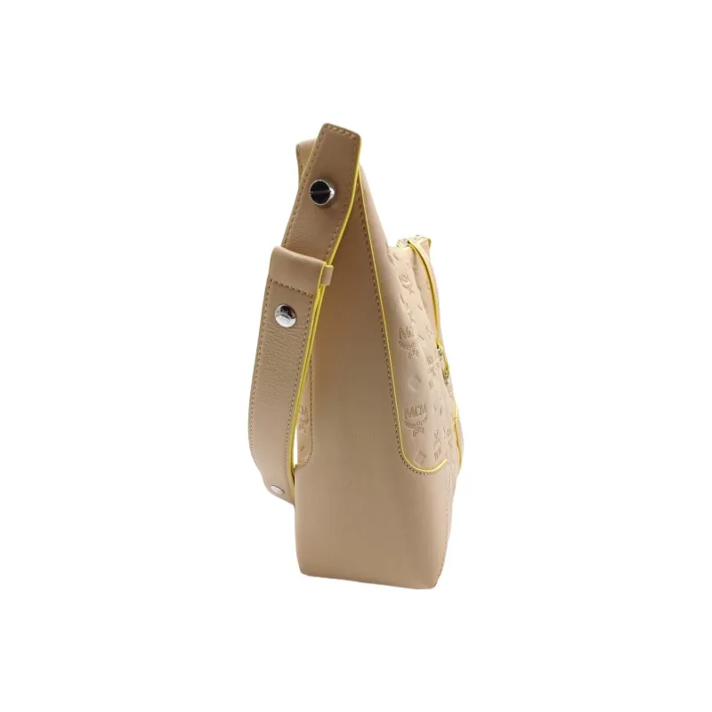 MCM Klara Leather Hobo Shoulder Bag Regular Women's Beige-1