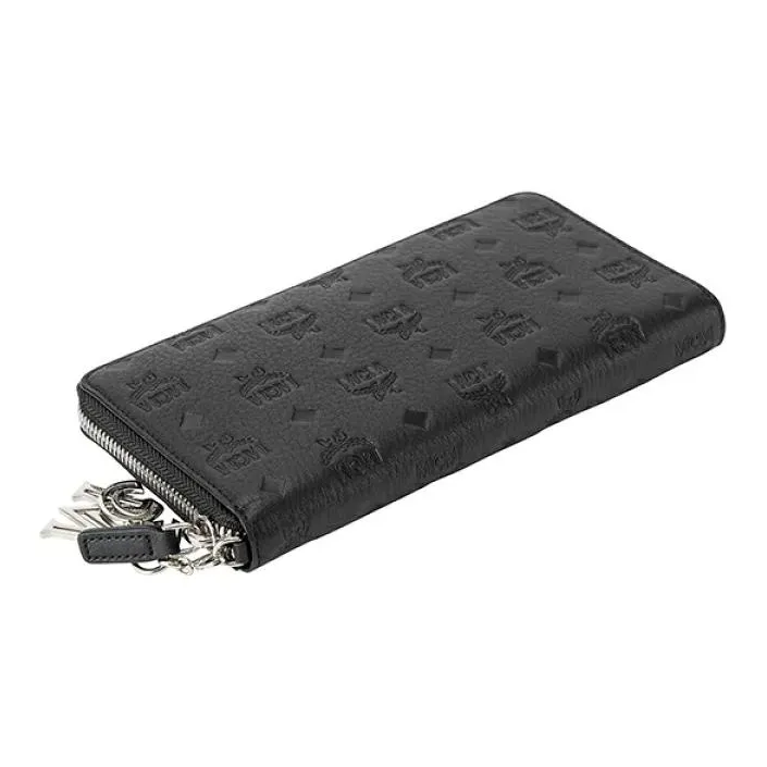 MCM Zip Around Wallet Visetos Charm Large Black-1