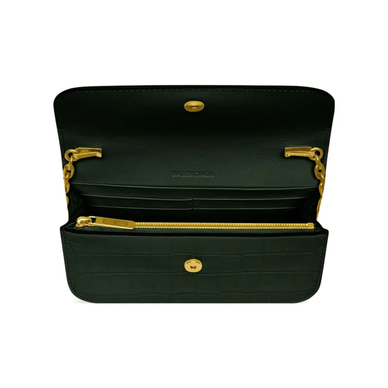 Balenciaga Gossip Calfskin Wallet Women's Dark Green-5