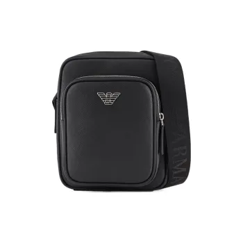EMPORIO ARMANI Leather Camera Bag, Crossbody Bag, Shoulder Bag Men's Black