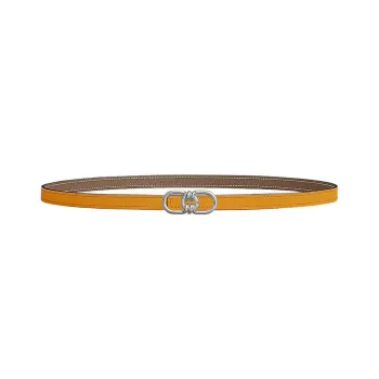 HERMES Signature Plaisance Smooth Buckle Leather Belts Women's Yellow Width: 1.3cm